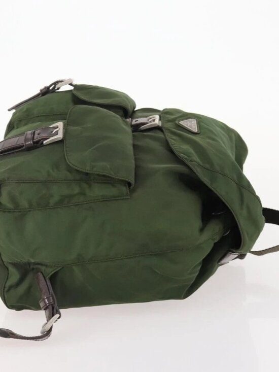 PRADA Backpack Nylon Khaki Silver Auth ARZ774 main image 15